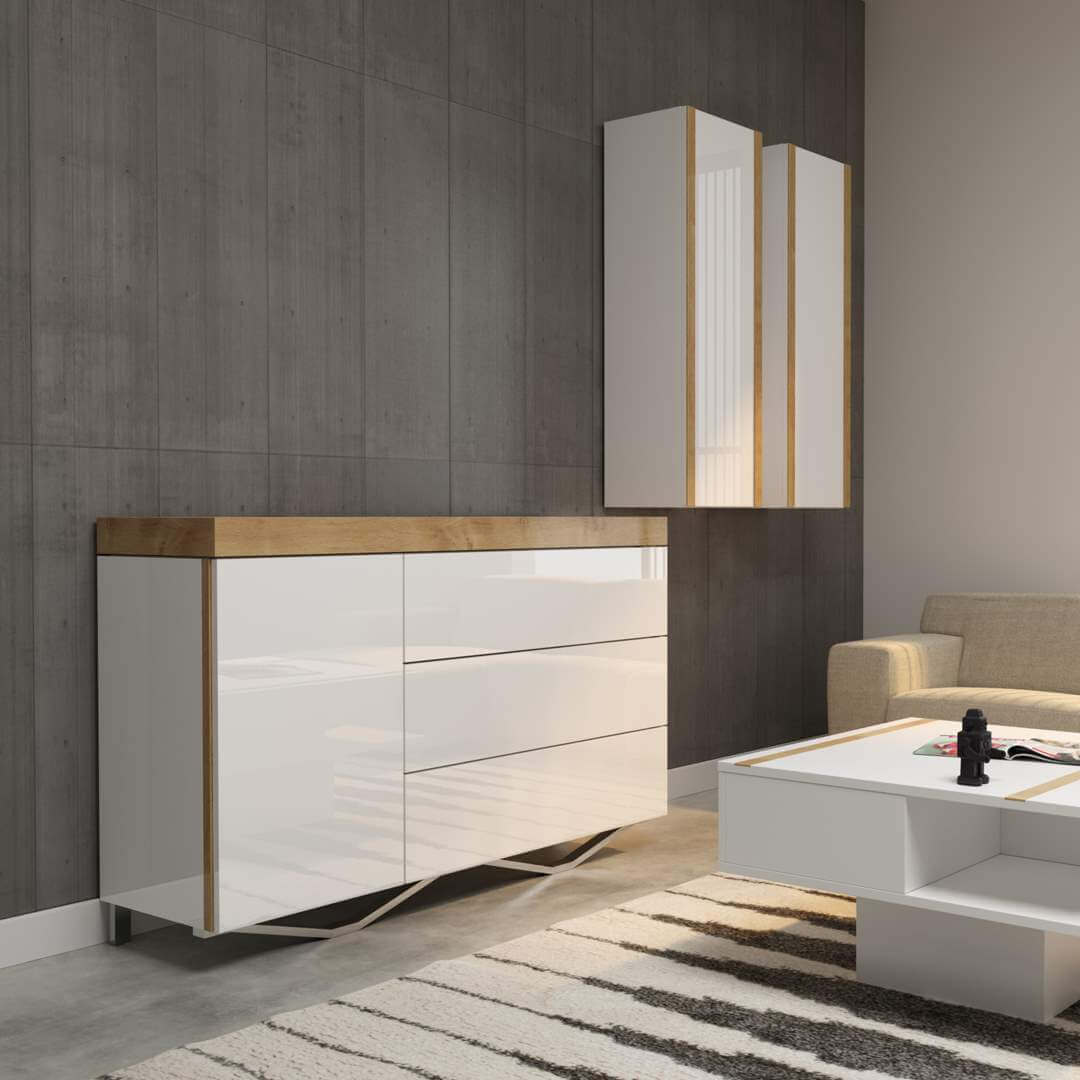 Komoda biała 150 cm na płozie RIMINI STANDARD