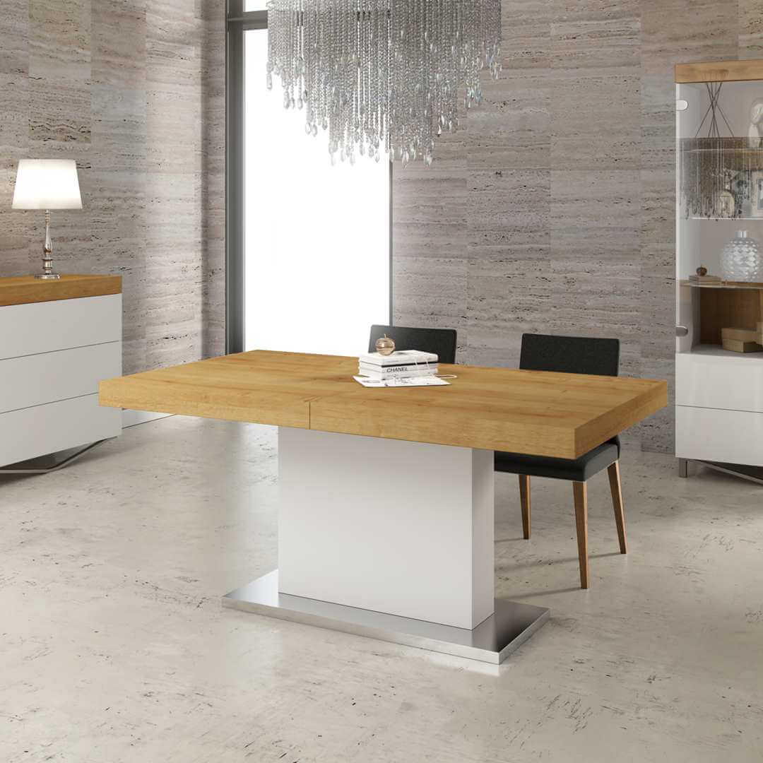 Stół biały 160 / 220 cm rozkładany Locus RIMINI STANDARD