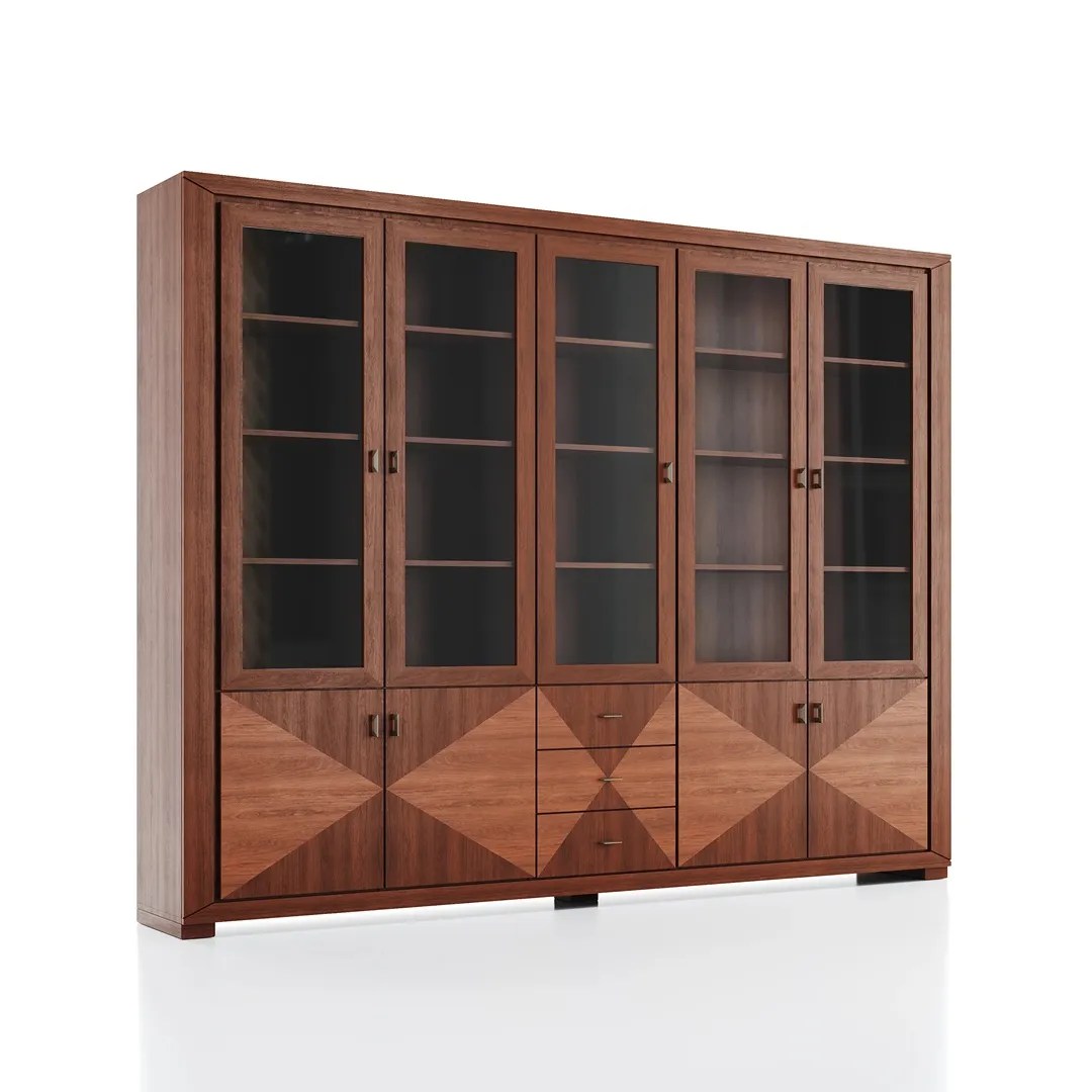 Biblioteczka 290 cm z intarsją dąb kasztanowy CUBE