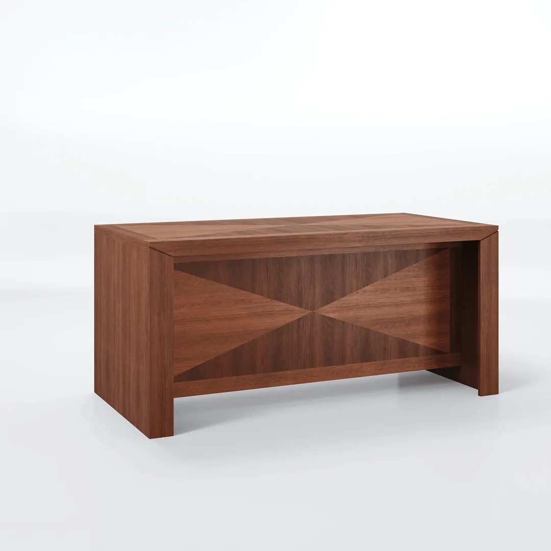 Biurko 200 cm z intarsją dąb kasztanowy CUBE