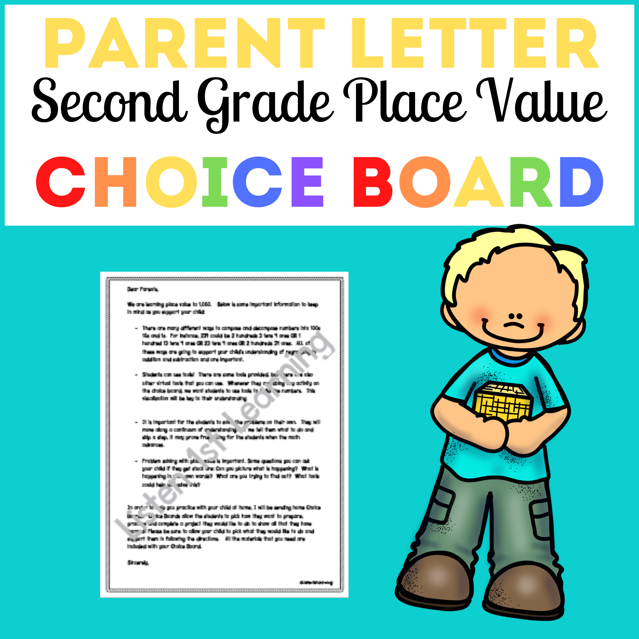 Parent Letter for Place Value Choice Boards