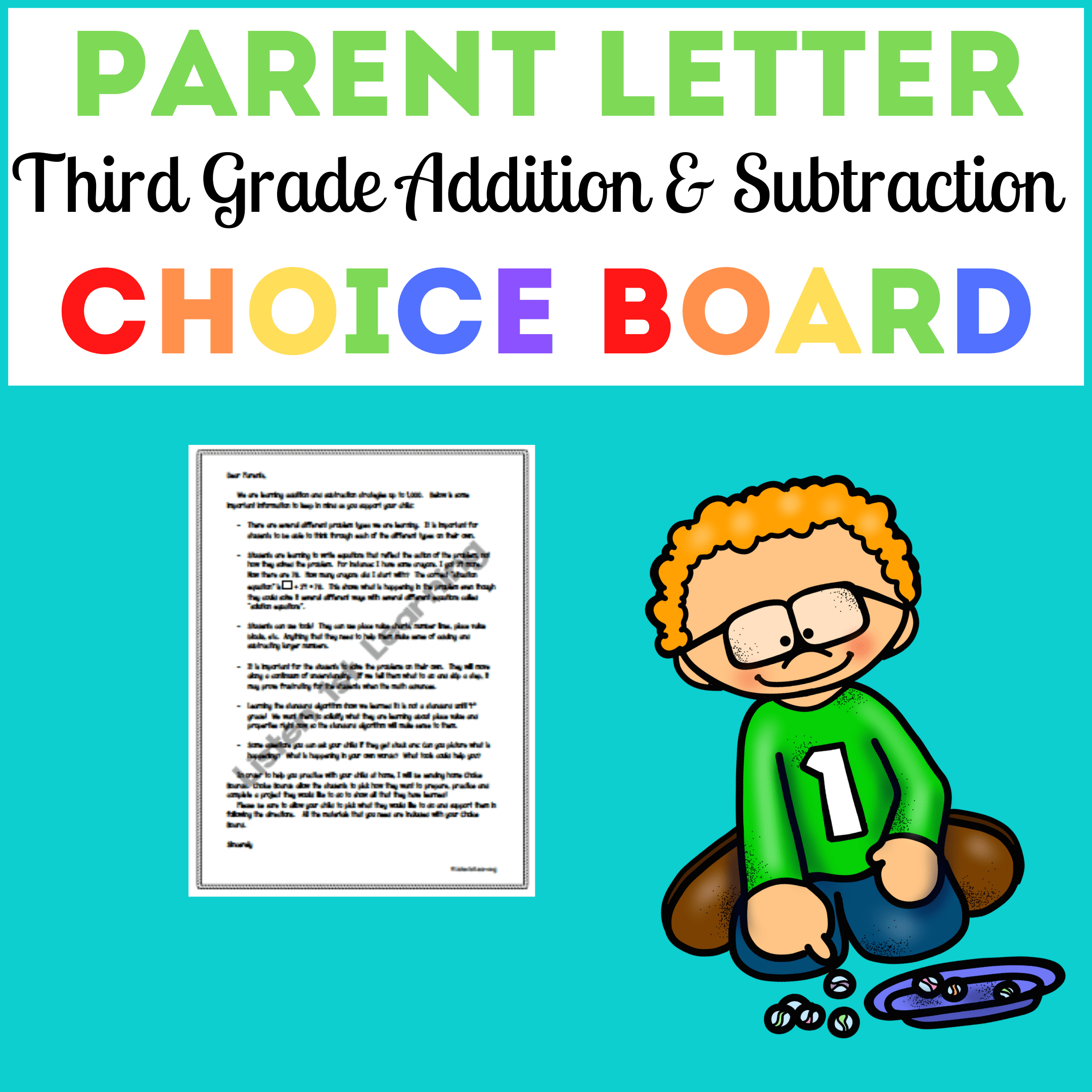 Parent Letter for Addition & Subtraction