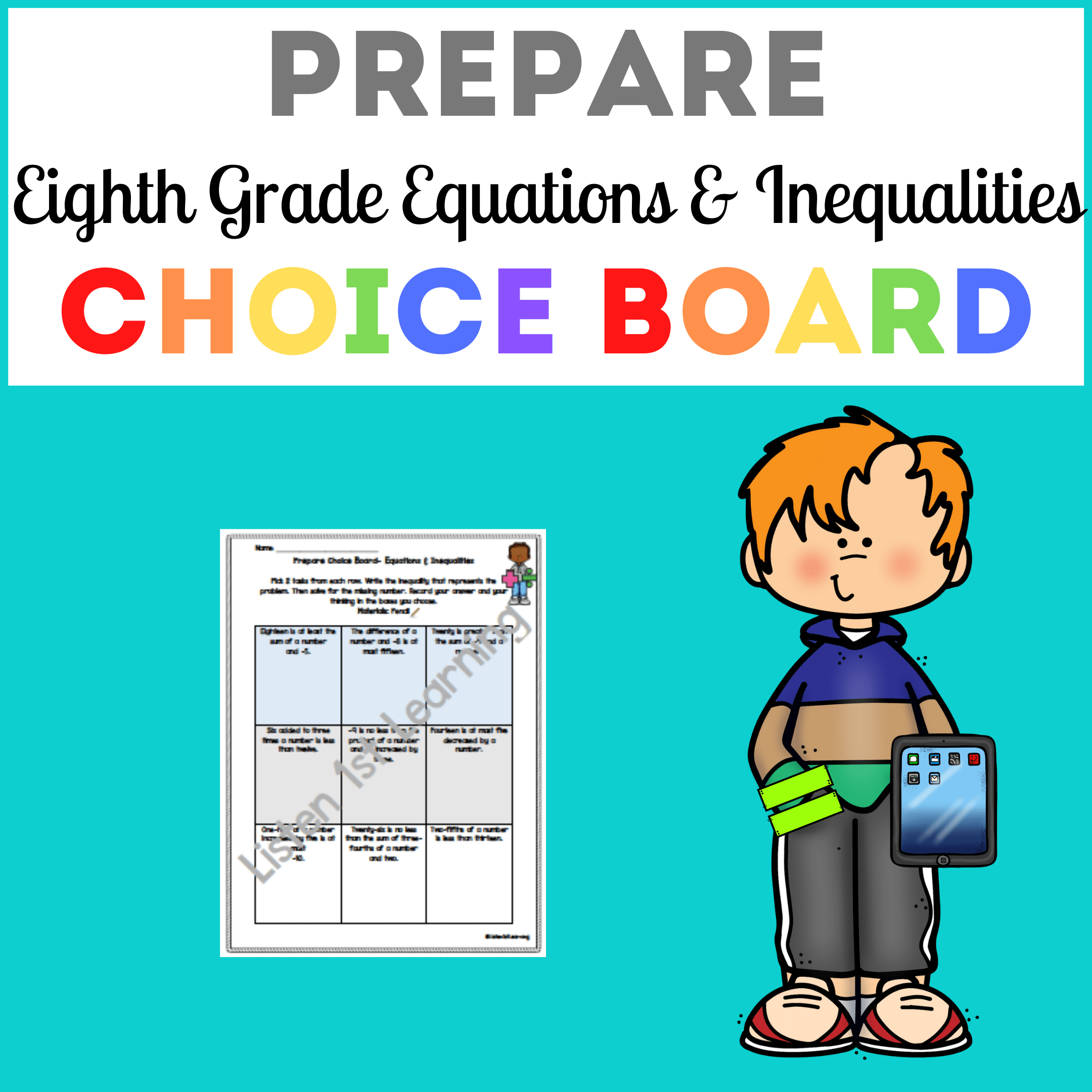 Prepare Choice Board: Equations & Inequalities