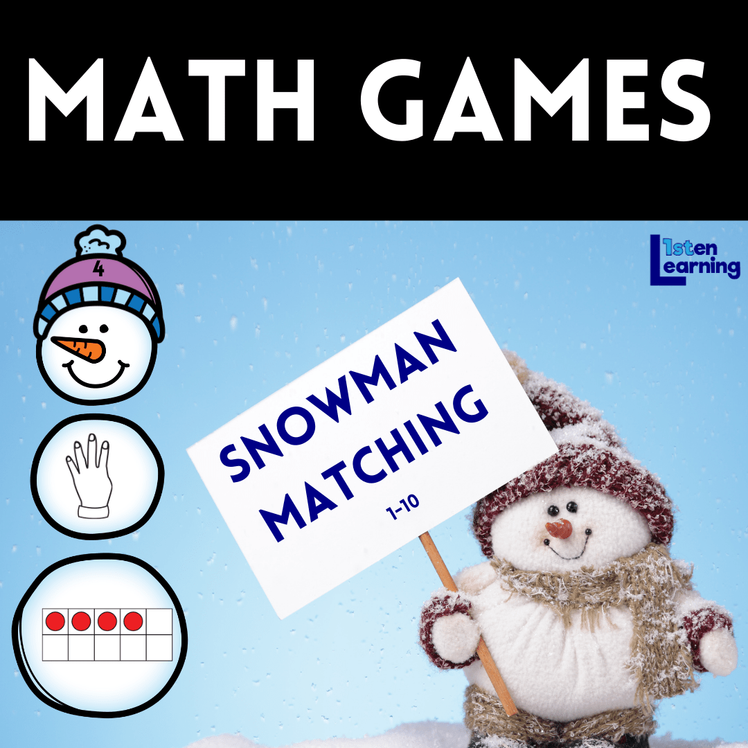 Snowman Matching Game: Numbers 1-10