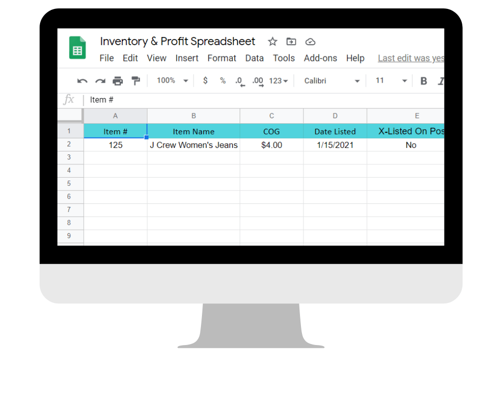 eBay Inventory Tracking Spreadsheet