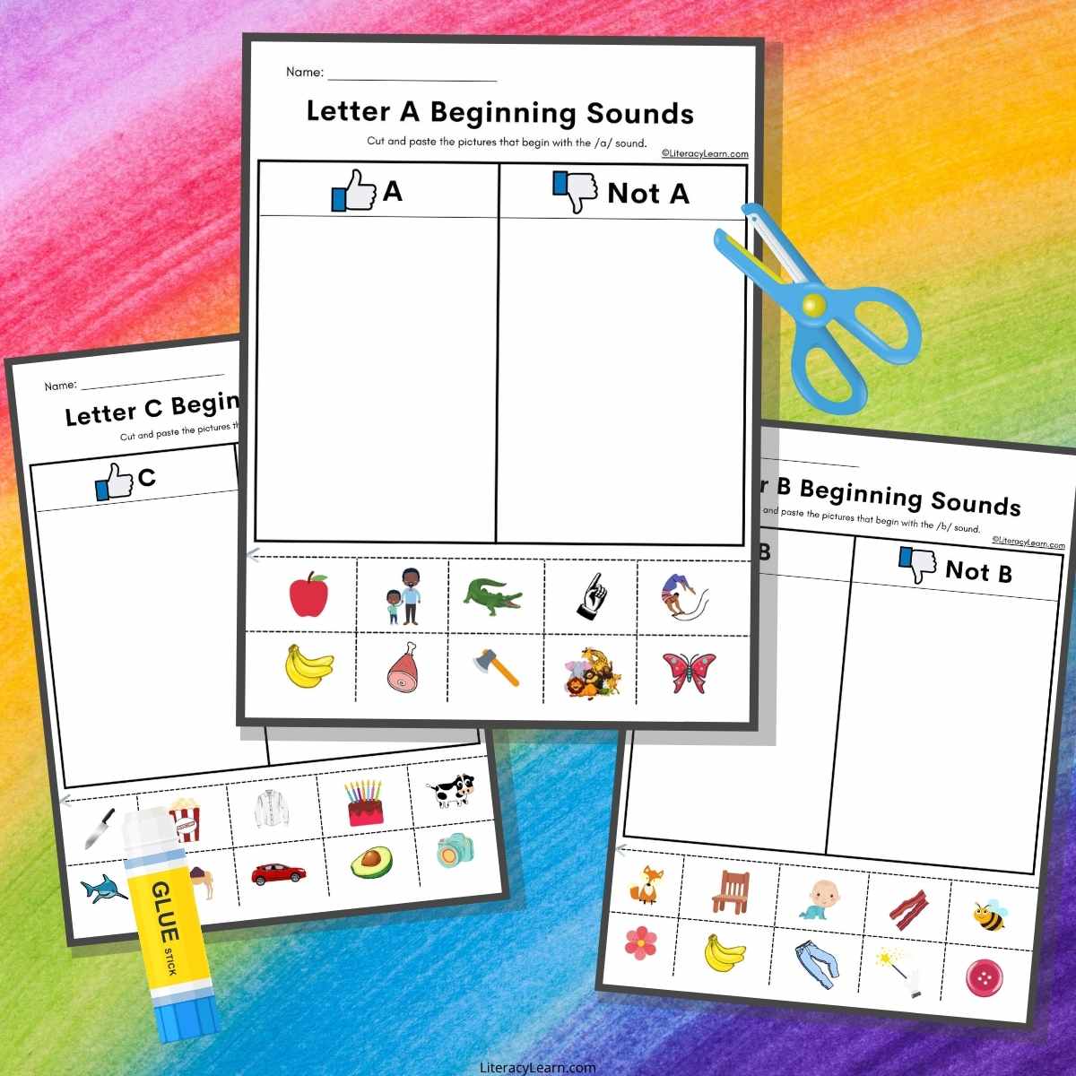 beginning sounds cut paste worksheets literacy learn