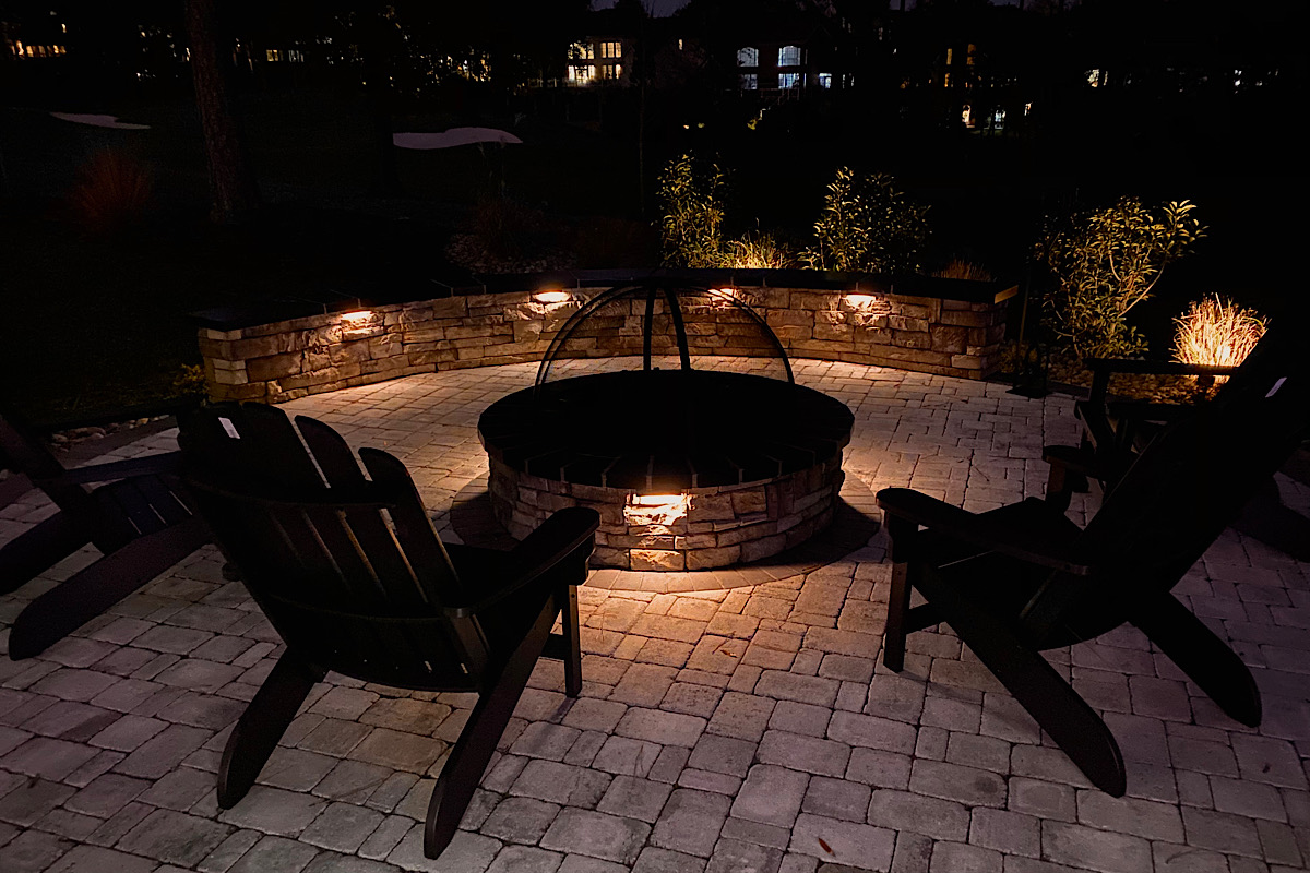 illuminated firepit and landscapes