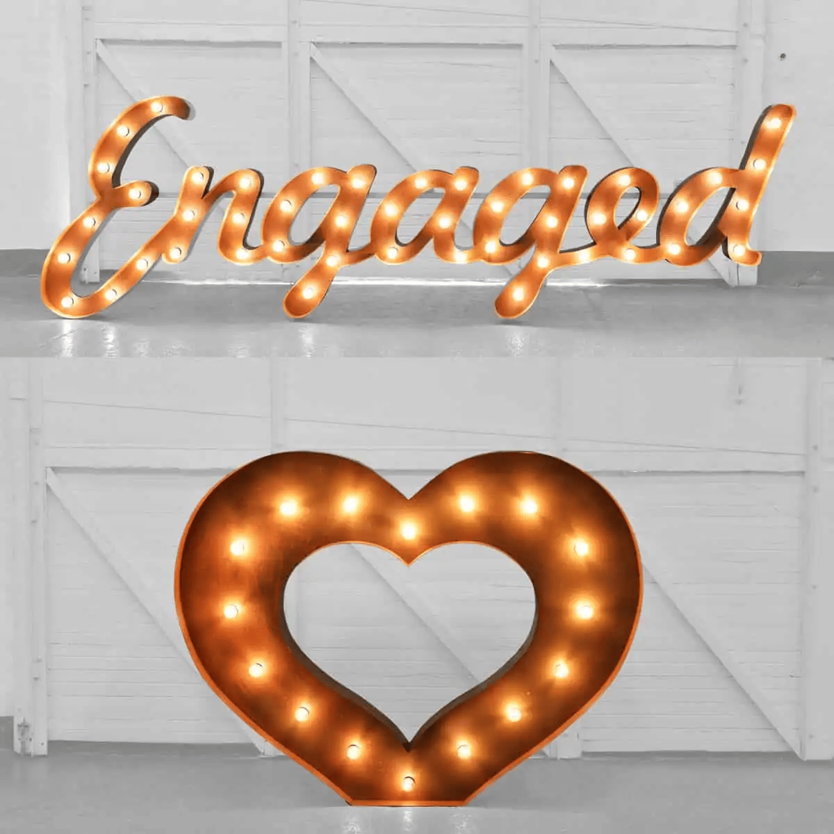 Light up Engaged + Heart Sign