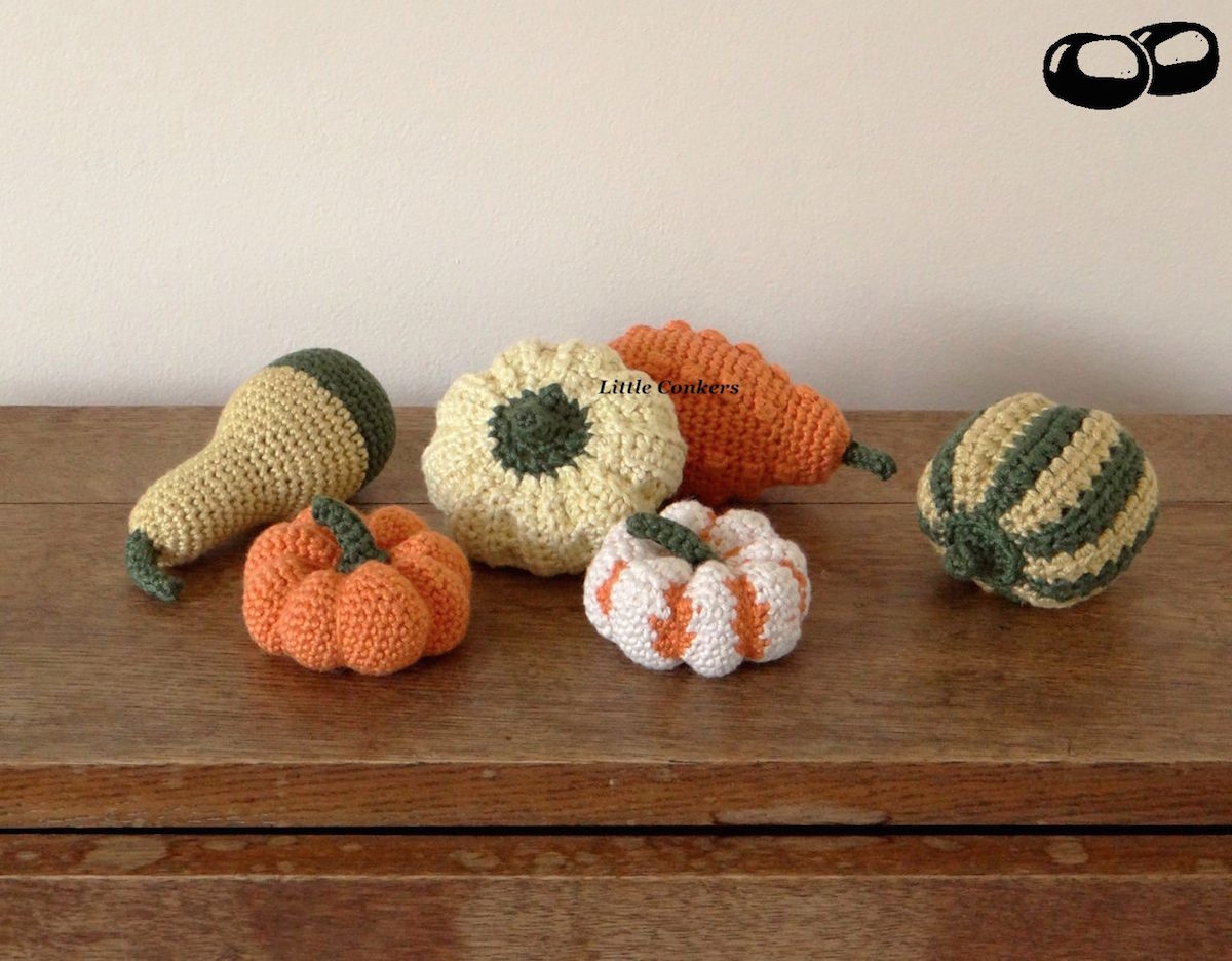 Picture of hand-crocheted gourds