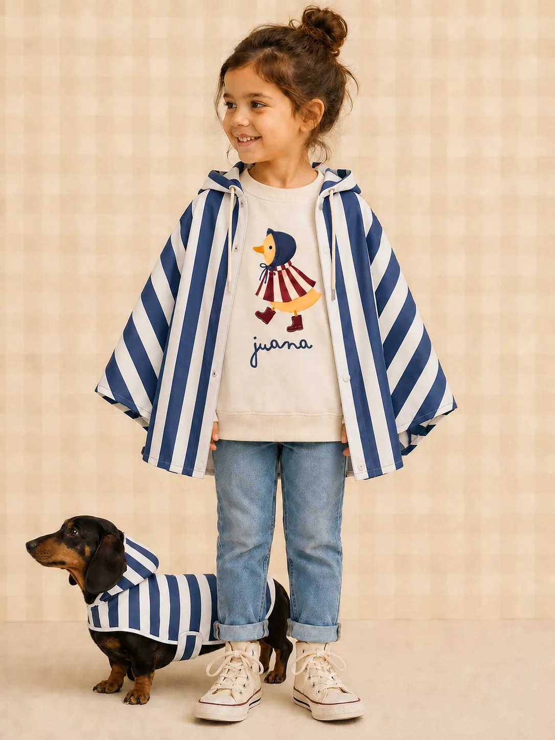 Capa niña rayas impermeables