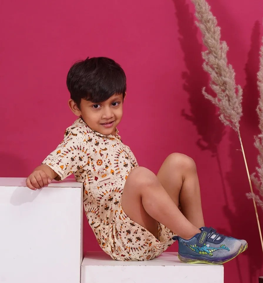 Kids Boys House Print Cotton Co-Ord Set