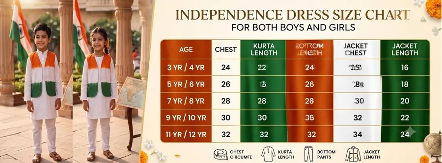 Kids Boys Premium Cotton Kurta Pyjama with Detachable Tiranga Tie-Dye Jacket – Independence Day Special Traditional Ethnic Wear