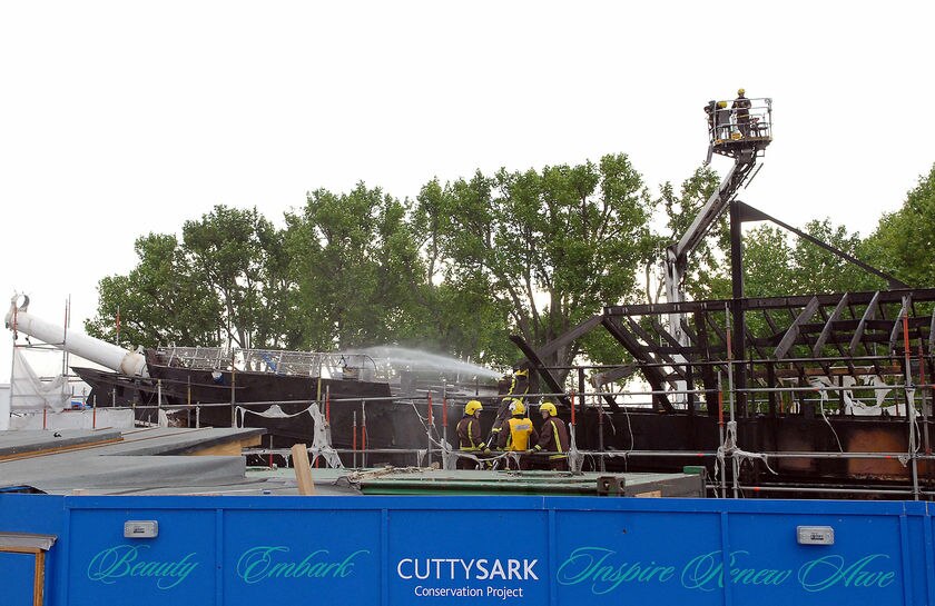 Fire damages 19th century british ship