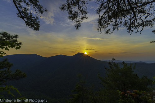 Sunrise over hawksbill mountain and linville gorge.