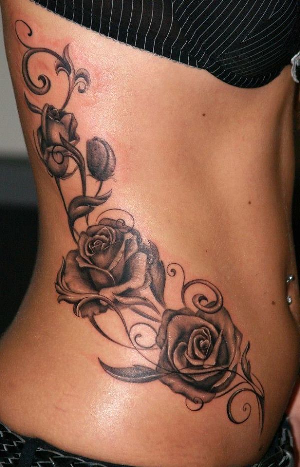 Flower Tattoos : Black And White Rose Tattoo On Side – 40 … | Flickr 935_x_600_jpg
