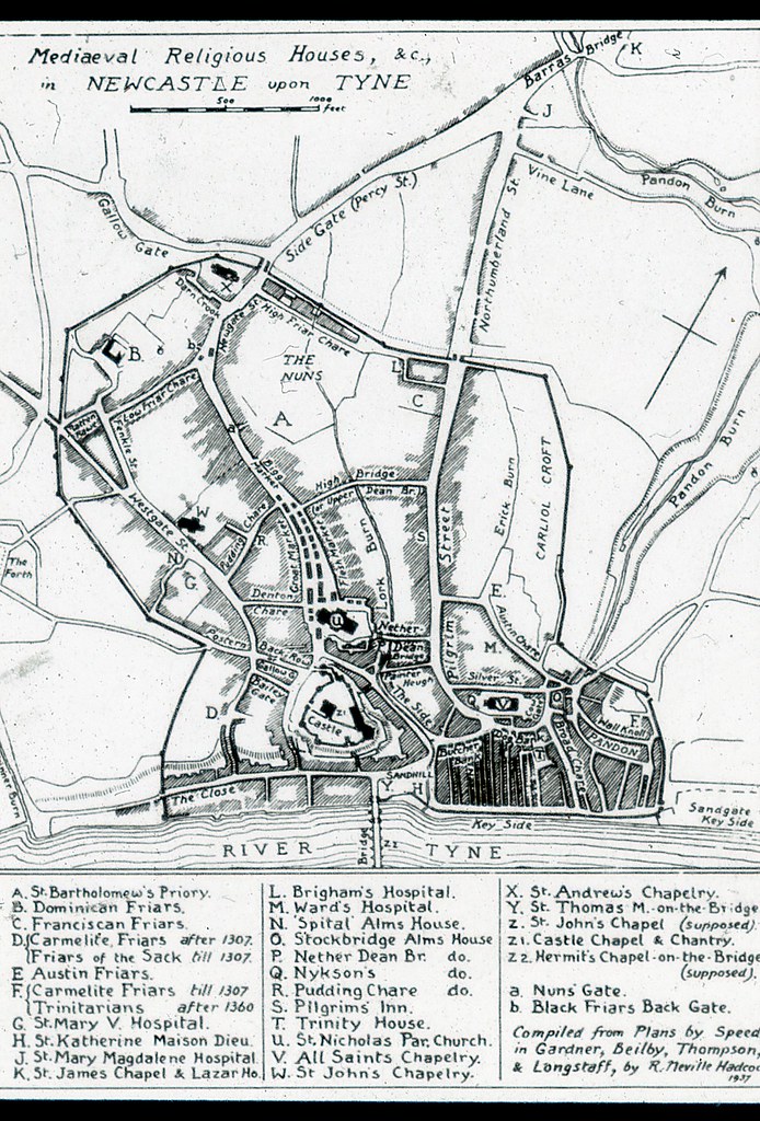 Newcastle Upon Tyne Map . Medieval Religious Houses In Newcastle Upon Tyne Map Flickr