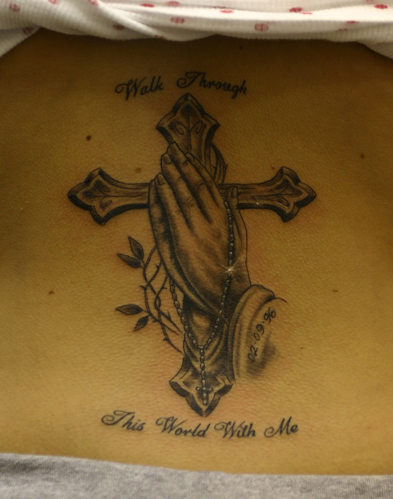 Praying Hands Cross And Rosary Beads Tattoo A Photo On Flickriver