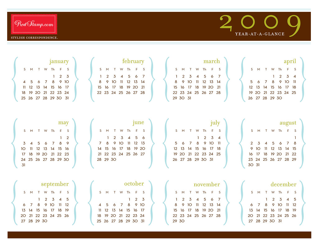 2009 Printable Calendar :: Parenthesis | High-res PDF ...