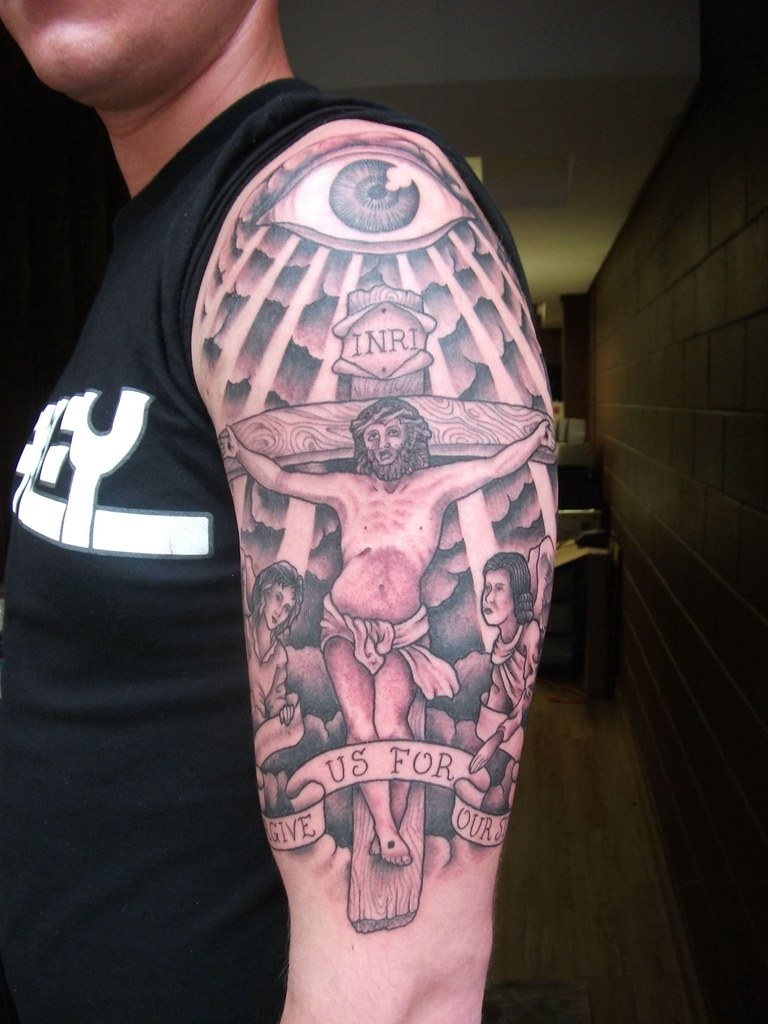 Awesome Half Sleeve Jesus Cross Tattoo Design A Photo On Flickriver