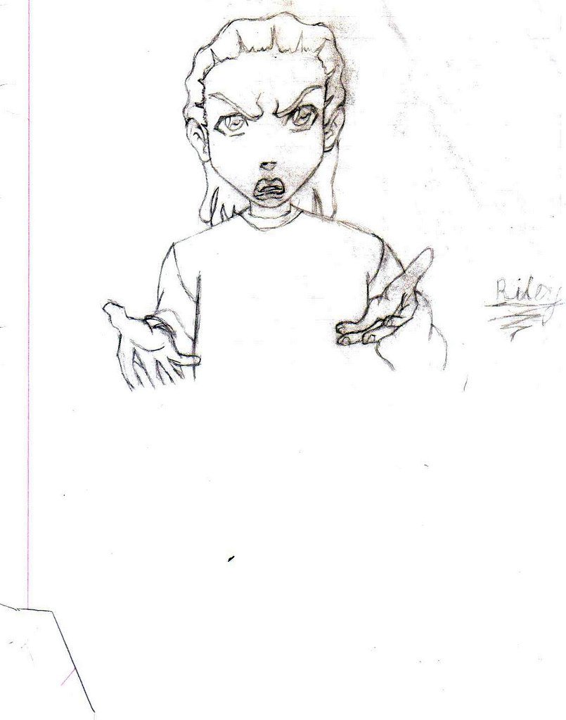 Use curved lines to sketch the . The Boondocks Riley Cool The Boondocks Riley Drawing Alvin Flickr