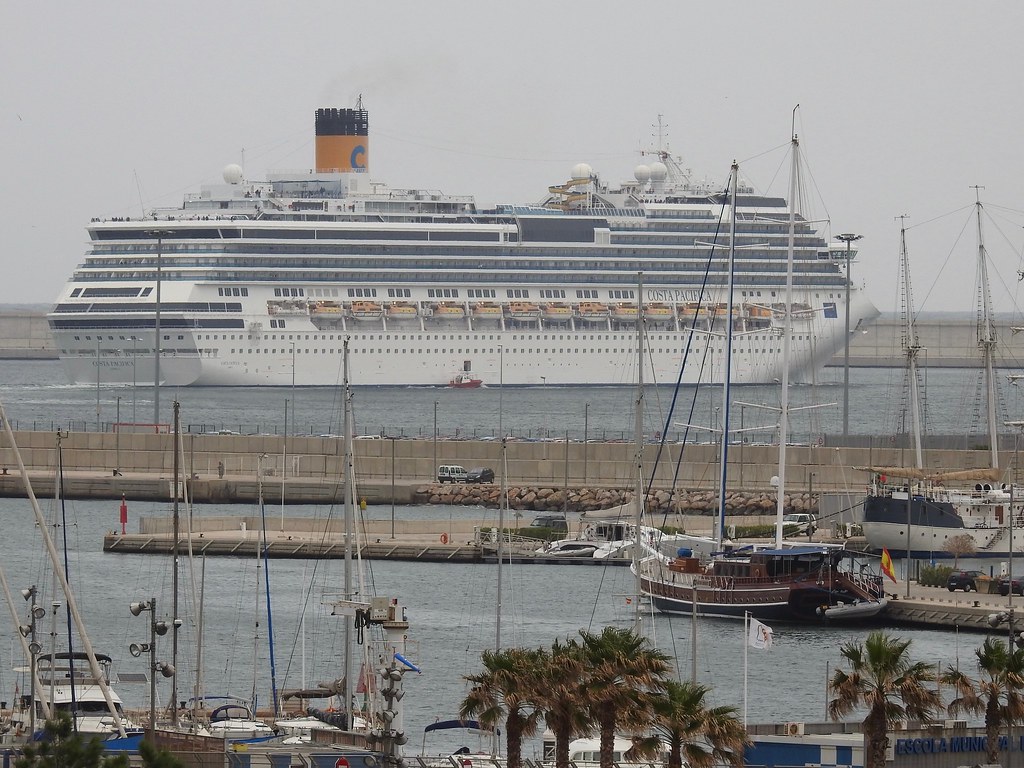 Cruise Ship Costa Pacifica Leaving Port Of Valencia Spain