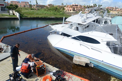 Crews Work To Dewater Storm Impacted Vessels In Palmas Del Mar