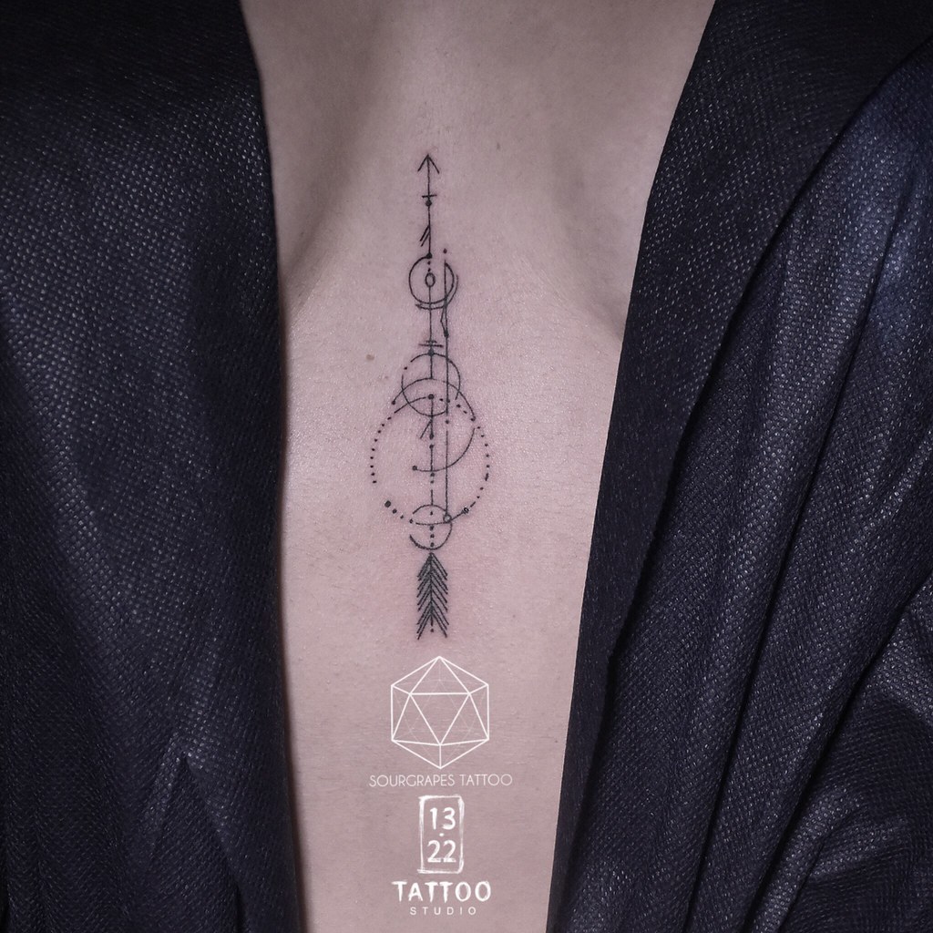 To tattoo the chest, the sternum or ribs because of how delicate the skin is. Sternum Arrow Tattoo | MR J BEST (sourgrapestattoo) 13.22 TAâ¦ | Flickr