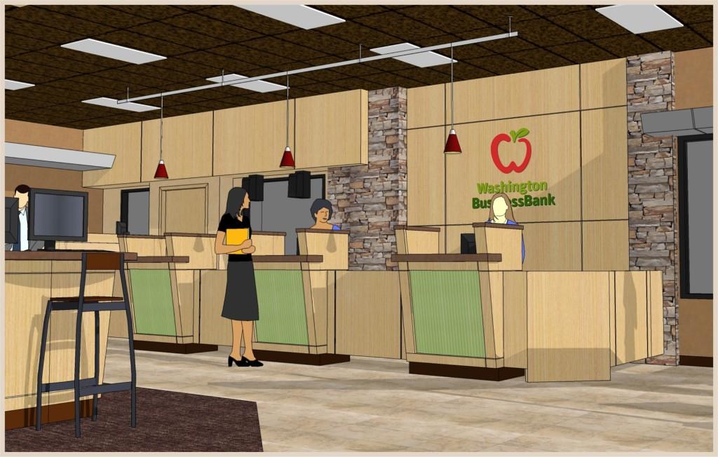 Bank Interior 3D Design | Interior Bank Teller Counter | Bank Interior Conceptual Design | Bank Interior Remodel | Washington Business Bank