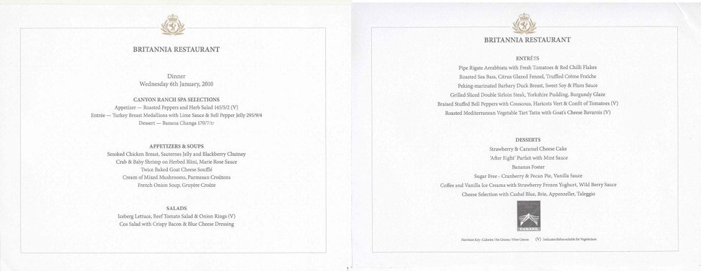 Queen Mary 2 Wedmenu Britannia Restaurant Dinner Menu F