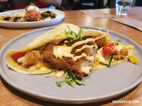 savoury crepe with crispy fish at Strangers at 47