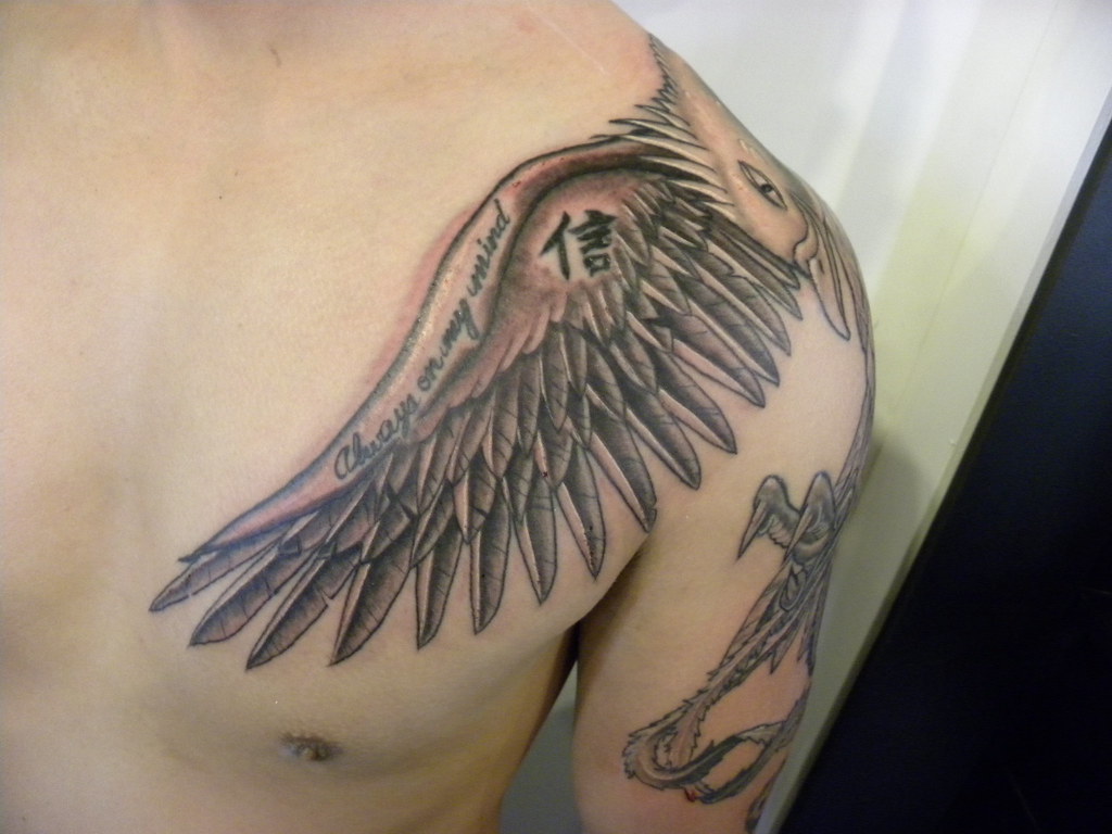 Black And Grey Phoenix Tattoo Sleeve And Shoulder Piece B Flickr