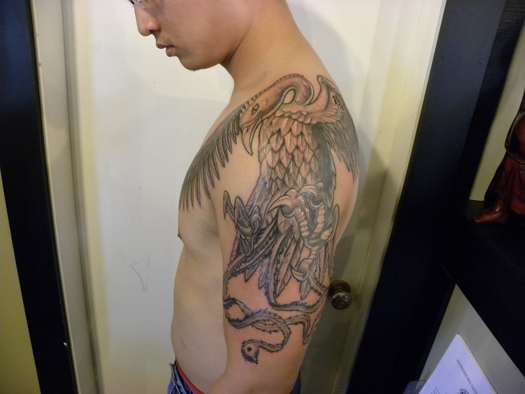 Black And Grey Phoenix Tattoo Sleeve And Shoulder Piece B Flickr