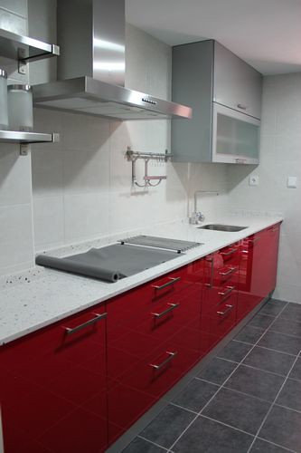 Cocina Roja Y Gris