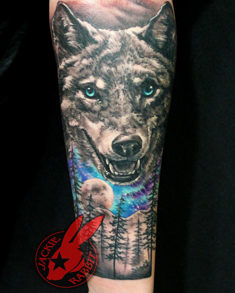 Realistic Wolf Portrait Forest Trees Tattoo By Jackie Rabb… | Flickr 1023_x_823_jpg