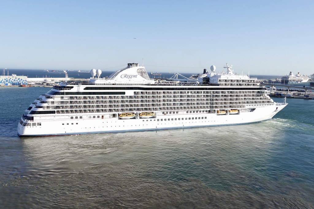 Cruise Ship Seven Seas Explorer Leaving Port Of Barcelona