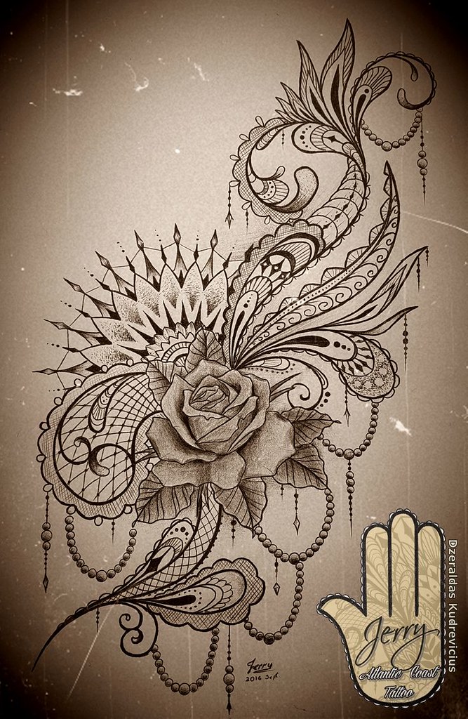 Flowers Drawings : Feminine Rose Mandala Tattoo Idea Desig… | Flickr 1024_x_667_jpg