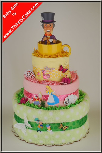 All supplies used in this diaper cake are all things the expectant mother can use for her precious little baby! "ALICE in WONDERLAND" custom diaper cake | www.ThirstyCake.câ¦ | aga z | Flickr