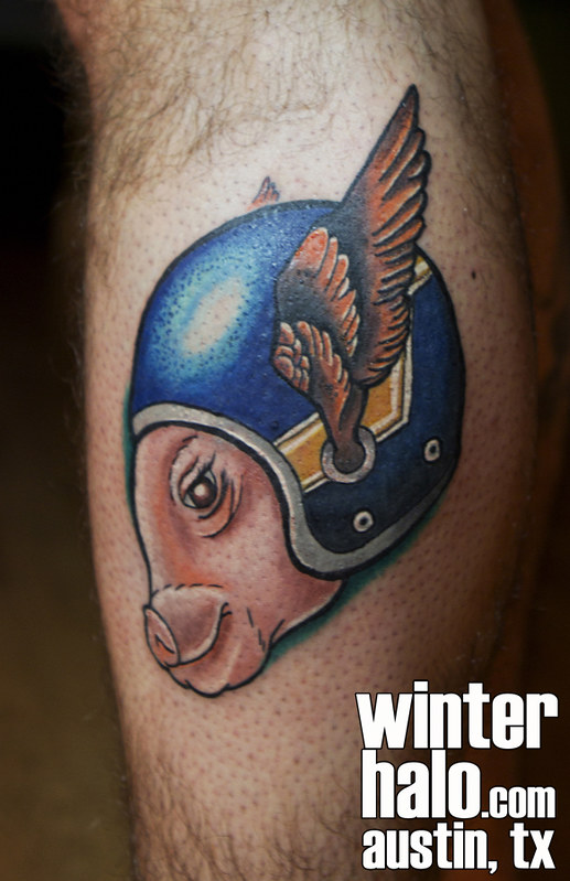Neo Traditional Pig Head In A Winged Motorcycle Helmet Tat… | Flickr 799_x_517_jpg