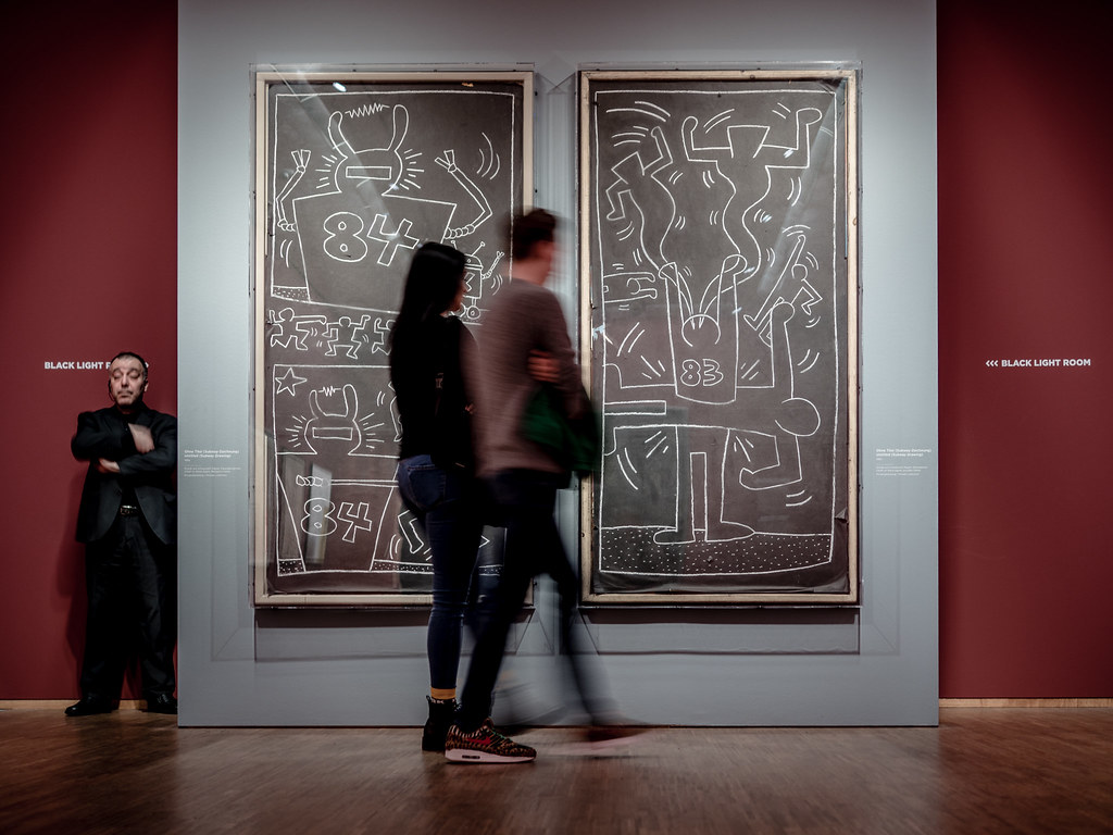 Keith Haring Subway Drawings in transit space