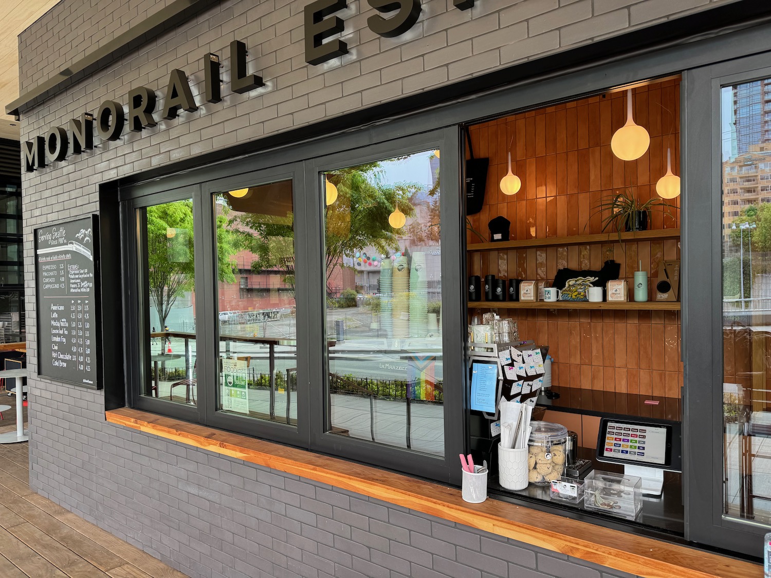 a store front with windows