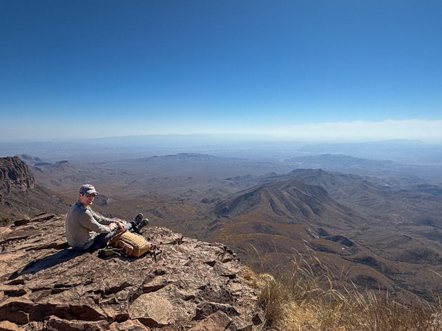 Ty Chapman relaxing for lunch during a hike at Big Bend National Park.