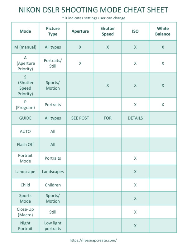 Understanding Nikon DSLR Camera Modes Live Snap Create