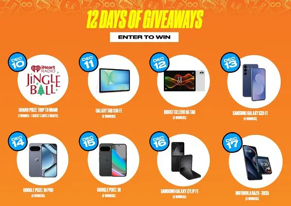 12 Days of Christmas giveaways Boost Mobile USA