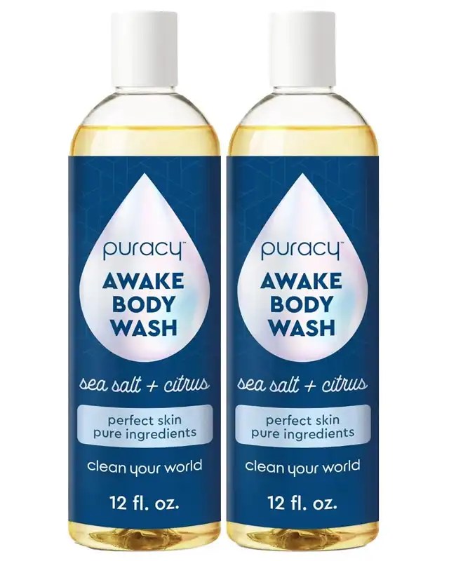 The product image of Puracy Awake Body Wash was uploaded in a blog post titled "9 Best Body Wash for Hard Water | Top Picks in 2024" by livewithnadim.