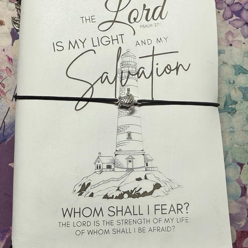 Handcrafted “The Lord Is My Light” White Leather A5 Journal – Psalm 27:1 – Christian Prayer & Scripture Journal