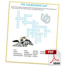 Melbourne Cup Cross Word - Worksheet