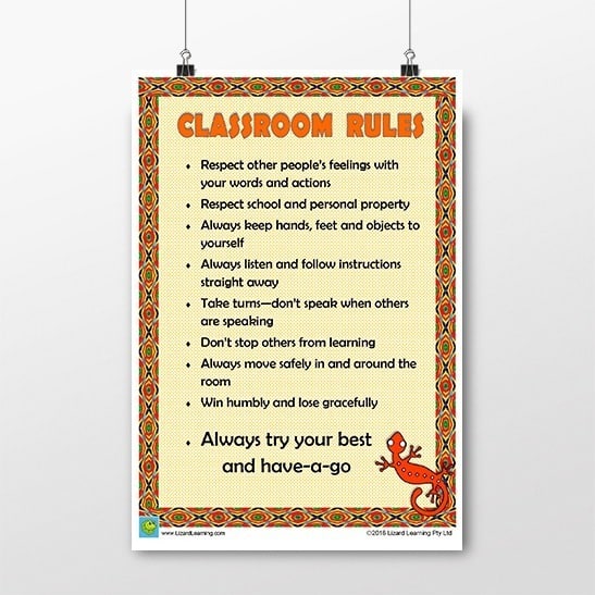 Classroom Rules - Poster - Australian Gecko Theme