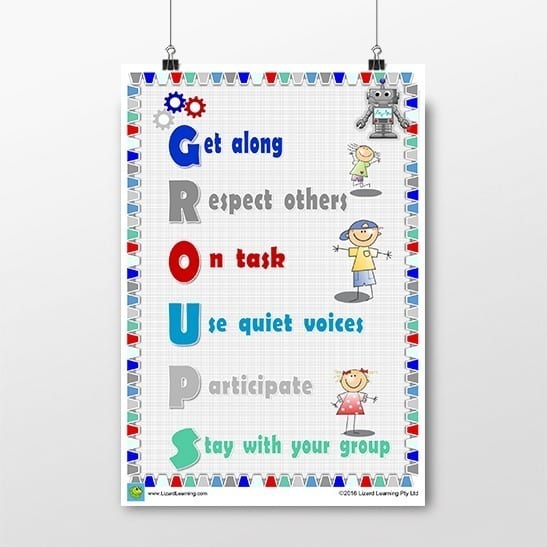 Group / Classroom / Playground Rules - Friendly Robot Theme