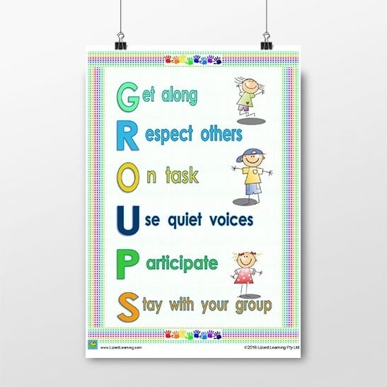 Group / Classroom / Playground Rules - Rainbow Hands Theme