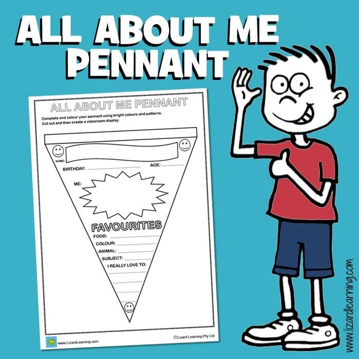 All About Me Pennant - Worksheet